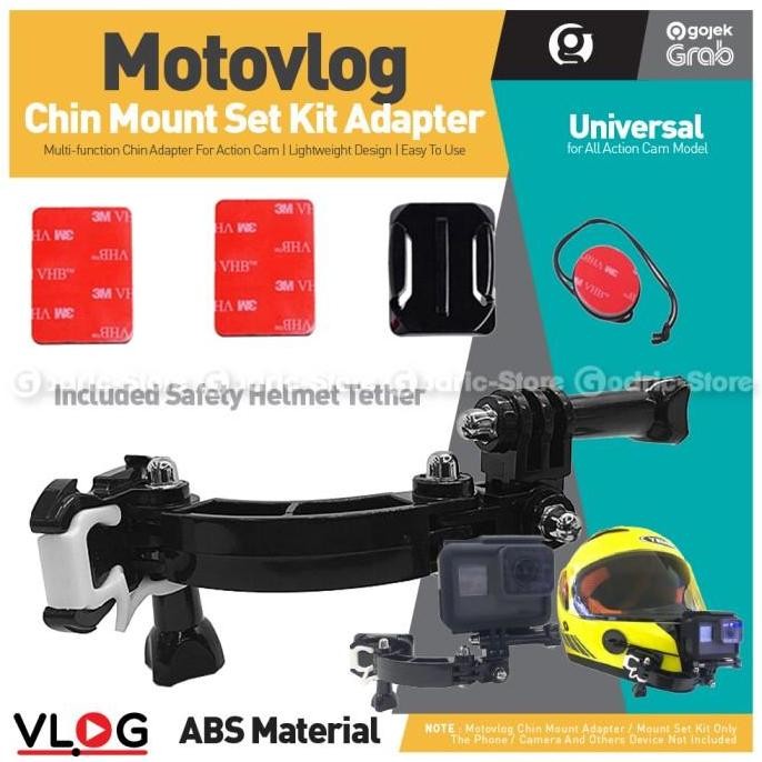 TERBARU MOUNTING SET MOTOVLOG CHIN MOUNT FOR GOPRO YI OSMO | BRACKET KAMERA HELM VLOG