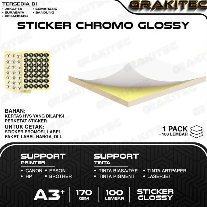 

Tersedia Grakitec Stiker Chromo Glossy HVS A3+ Isi 100 Lembar Kertas Stiker