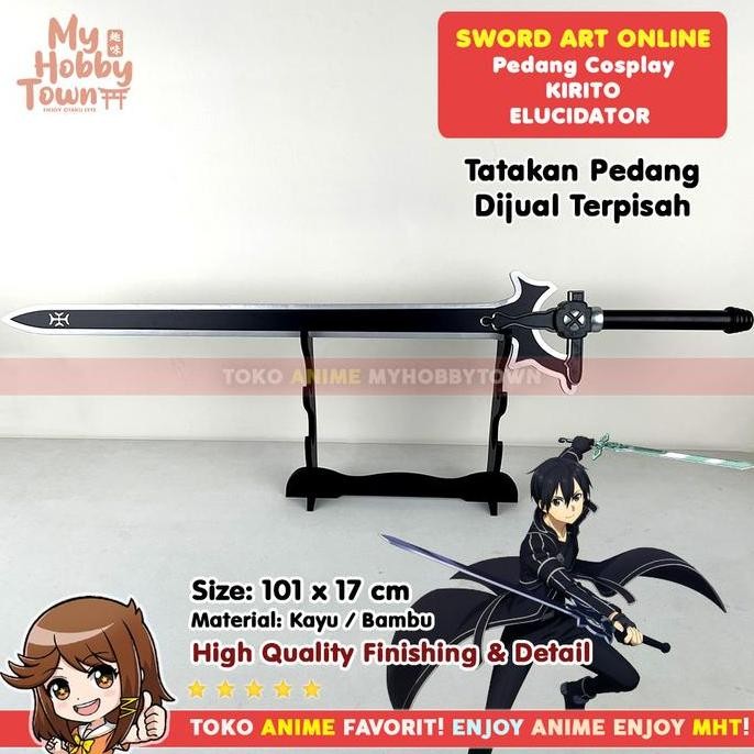 Replika Pedang Kayu Anime Cosplay Sword Art Online Elucidator Kirito