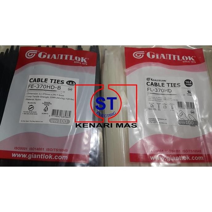 

Diskon! Cable Ties Giantlok FL-370-HD 370mm x 7.6mm - Kabel Tis Lebar Heavy Duty