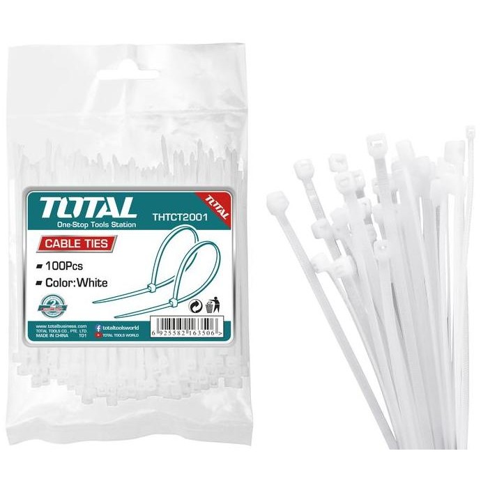 

Diskon! TOTAL Cable Ties 30cm Isi 100pcs THTCT3001 Tali Kabel Nylon Warna Putih