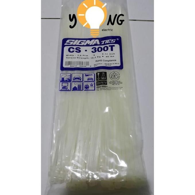 

Diskon! SIGMA Cable Ties CS-300T 300x3.6mm Warna Putih Kabel Tis Original