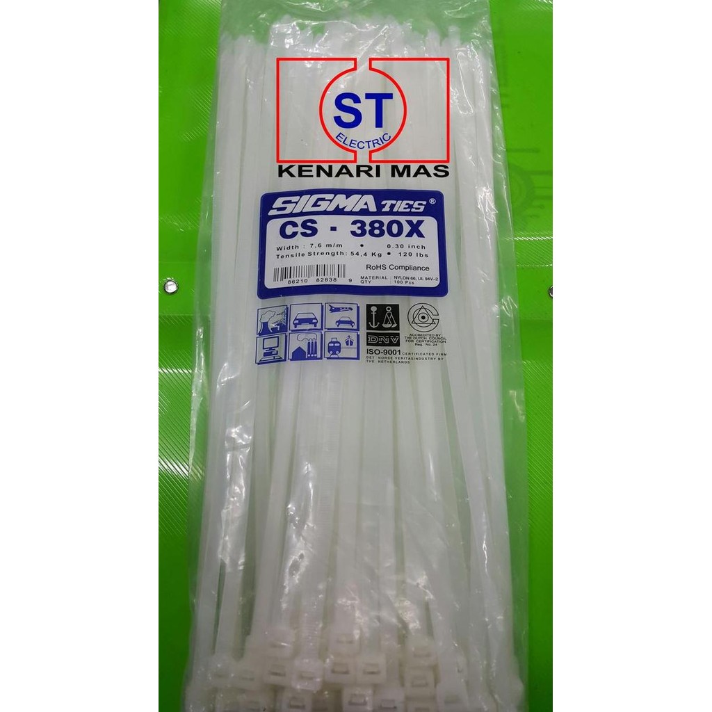 

Diskon! Kabel Ties SIGMA CS-380X Putih 38cm x 4.8mm Cable Tie Nylon Insulok Isi 100pcs