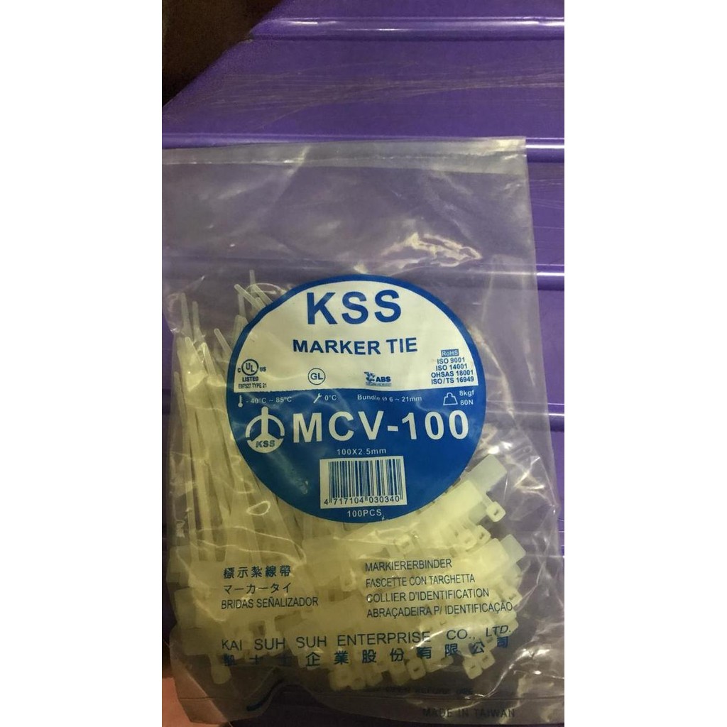 

Diskon! Kabel Ties Label Marker KSS MCV-100 2.5 x 100mm Putih Isi 200pcs