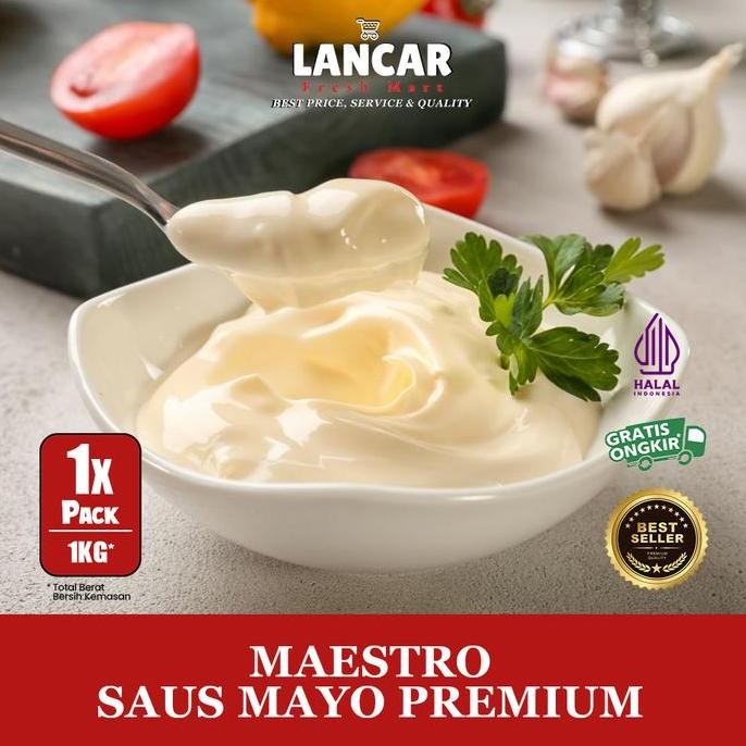 

Tersedia Maestro Mayonais 1kg - Saus Mayo Salad Sandwich Halal