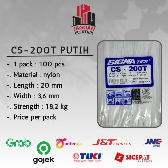 

Diskon! Cable Ties SIGMA CS-200T 20cm Putih Cable Tie Nylon Serbaguna Original