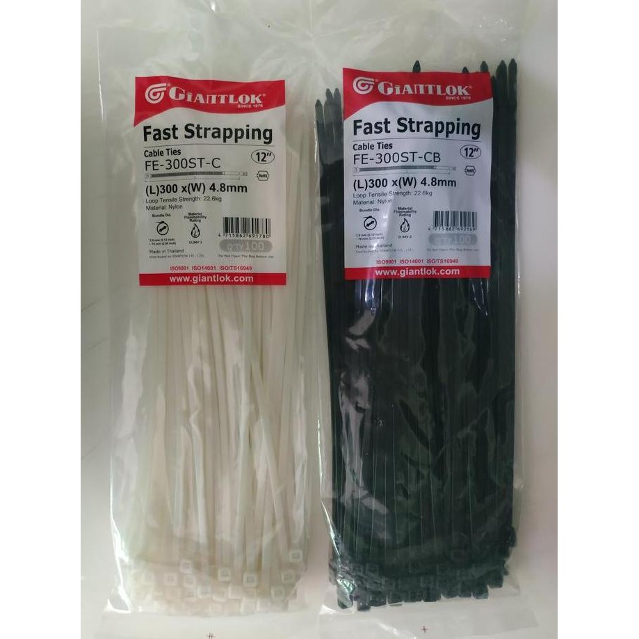 

Diskon! Cable Ties GIANTLOK FE/FL-300ST 30cm x 4.8mm Hitam - Isi 100pcs