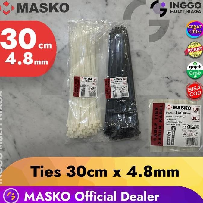 

Diskon! Kabel Ties MASKO 30cm x 4.8mm isi 100pcs - Tali Kabel Tebal dan Panjang