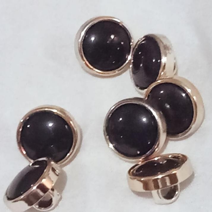 100 Kancing Mutiara Hitam Granit Kancing Baju Mewah Kancing Jamur 11Mm 12Mm