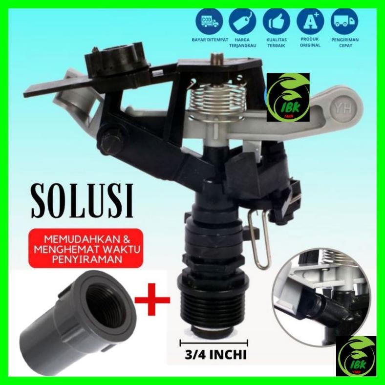 (DISKON) Impact Sprinkler Pertanian Sprinkler Putar Plus Drat Sambungan Sprinkler 3/4" Sprinkler Tam