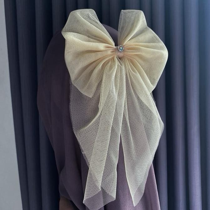(Allthebest) Pita Hiasan Hijab Besar Tule bros Peniti Kerudung