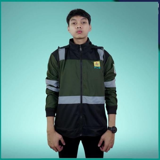 Wearpack Safety Hijau /Werpack Semi Jaket Keren/Baju Proyek Bordir New Stok