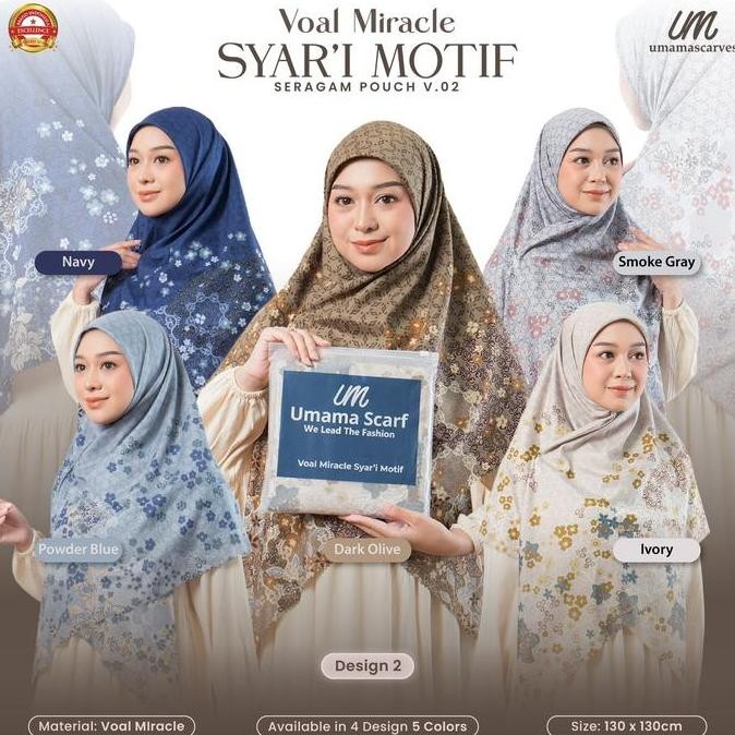 (Allthebest) Umama SYAR'i MOTIF HIJAB JUMBO Voal Syari KEMASAN Pouch LOGO UM 130x130cm KERUDUNG SEGI