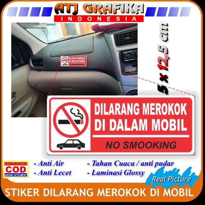 DB166 }} Stiker mobil dilarang merokok sticker kesehatan udara kendaraan mobil Anti asap