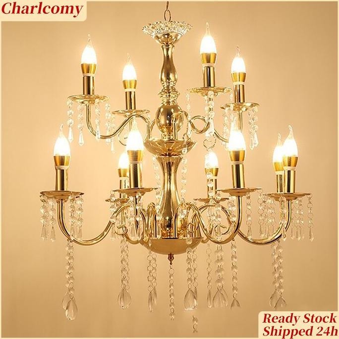 Charlcomy Lampu Gantung Kristal / Lampu Dekorasi Pernikahan / Lsi 6/8/8 + 4 Lampu / Lampu LED Dekora