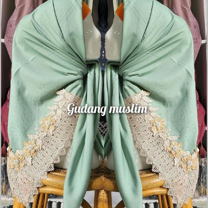 (Allthebest) hijab segi empat renda payet / kerudung segi empat renda Cantik Voal Muslim