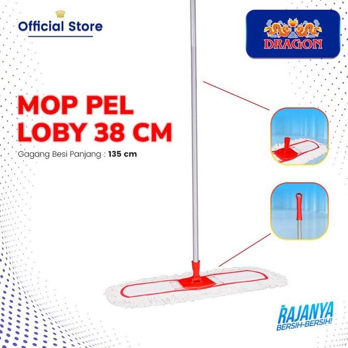 [COD]DRAGON Mop Pel Lobi 38 cm Alat Pel Lantai Gagang panjang 135cm Cleaning Mop Serbaguna