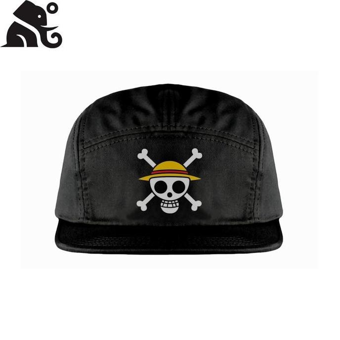 SOZISTUFF Topi 5 Panel Snapback Logo Bajak Laut Monkey D.Luffy One Piece Topi Distro Uniseks All siz
