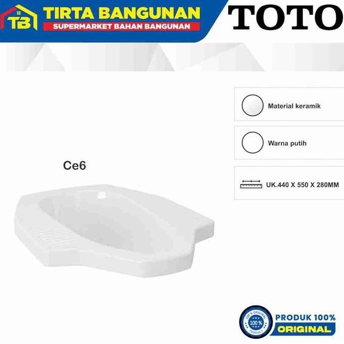 Toto Ce6 Closet / Kloset / Toilet / Wc Jongkok Putih Untuk Lantai 2 (Lantai Atas )