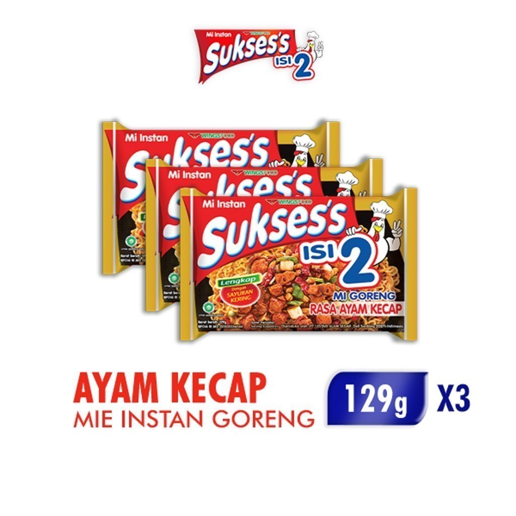 Suksess Mie Instan Goreng Ayam Kecap Bag 129 gr x3