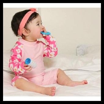 Baju Renang Bayi dan Anak Jumpsuit Baby Swimsuit Kids Wetsuit Flower Bunga Pink