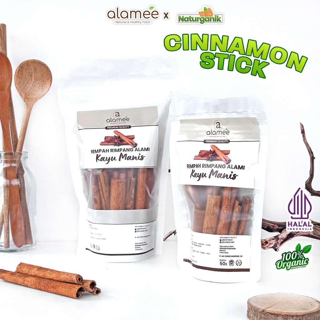 

ALAMEE Kayu Manis Cinnamon Stick Rempah Batang Rimpang Organik Alami Bumbu Masak Spice Naturganik