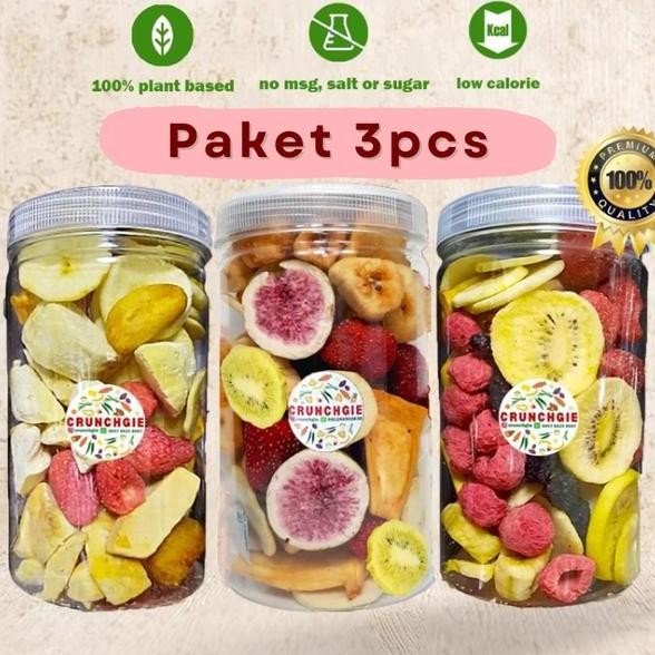 

Paket 3Pcs Cemilan Buah Sayur Renyah Keripik Sayur Mix Buah Sehat Rendah Kal