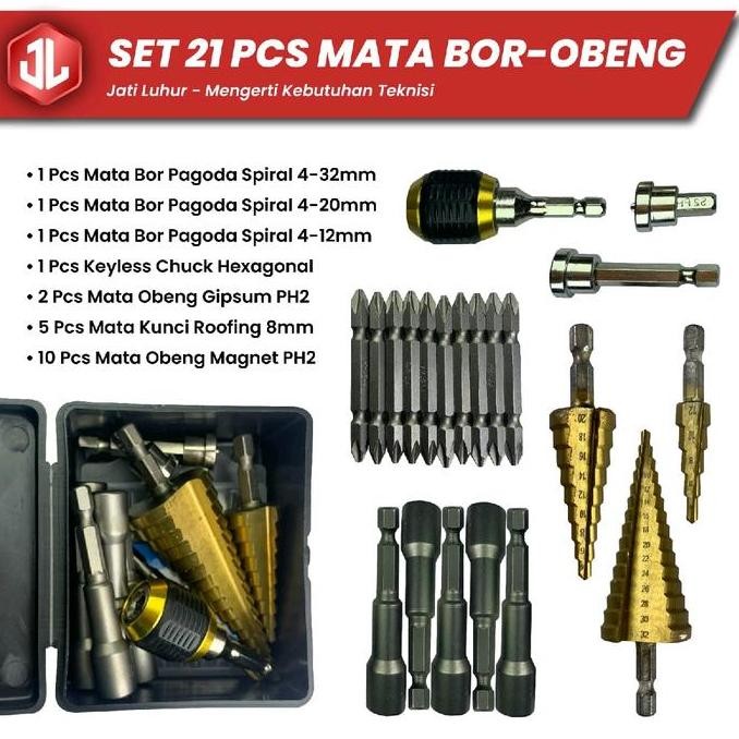 Set Mata Bor Piramid Pagoda, Mata Kunci Roofing, Mata Obeng Magnet, Mata Obeng Gipsum Dan Keyless Ch