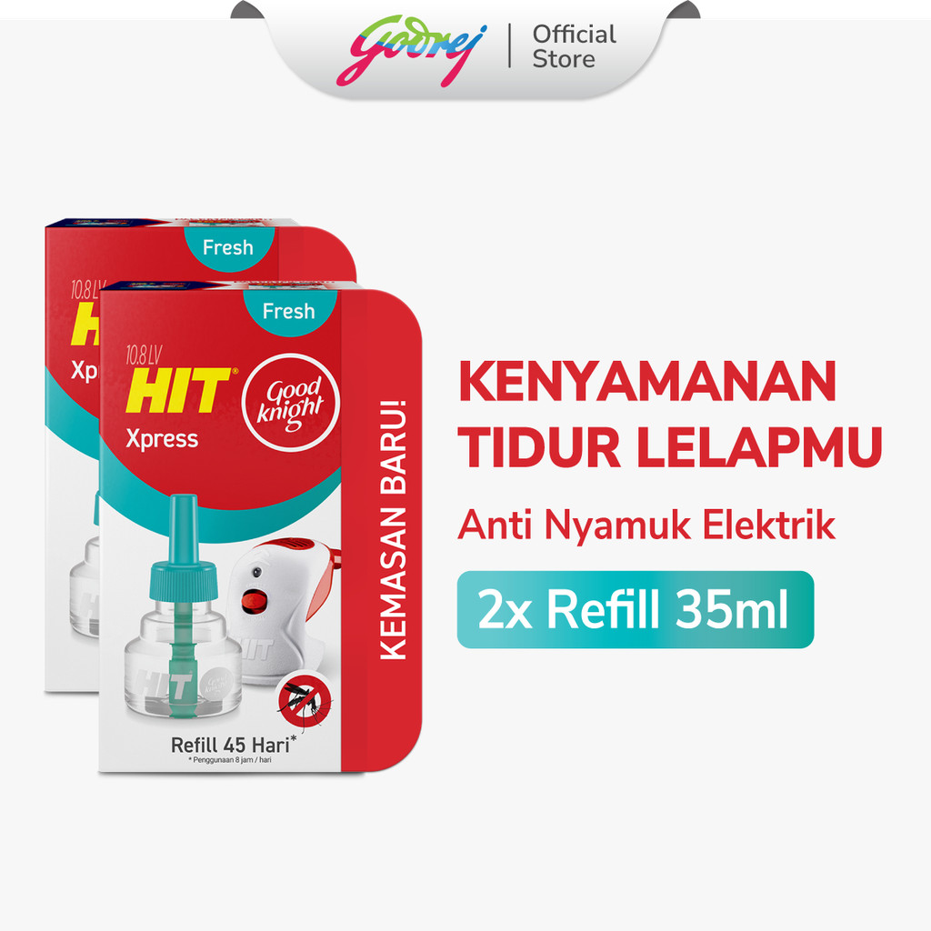 Hit Good Knight Xpress Refill Fresh 45 Hari x2- Refill Obat Nyamuk Elektrik - Bunuh Nyamuk Penyebab 