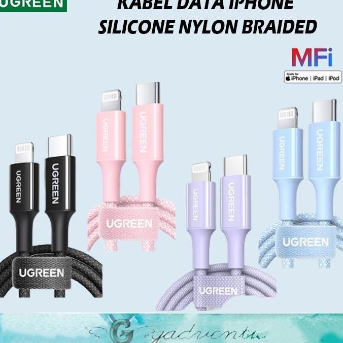 UGREEN Kabel Charger Lightning iPhone 11-14 Pro Max MFi Silicone Hitam Berkualitas