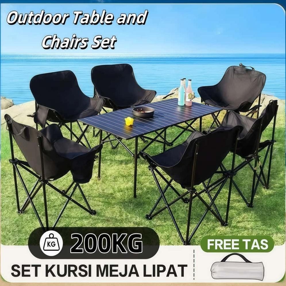 Terlaris Meja Kursi Lipat Outdoor 1 Set Meja Lipat Outdoor Dan Kursi Lipat Portable/  Meja Kursi Lip