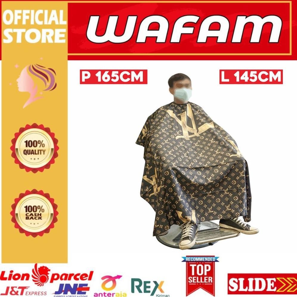 CAPE / KEP / KAIN KIP / SARUNG CUKUR POTONG BARBER SALON MOTIF LV GOLD