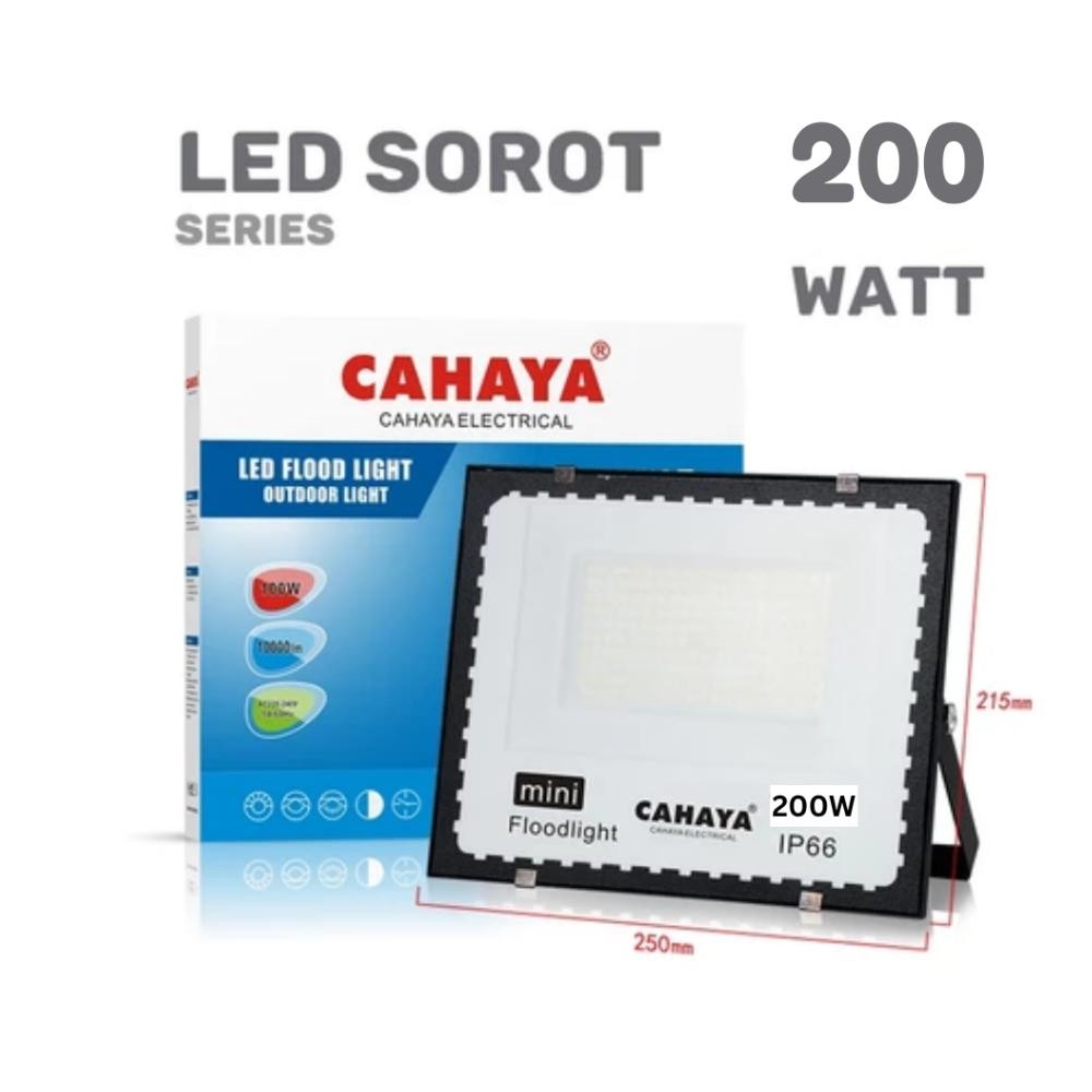 Terlaris Cahaya Lampu Sorot /  Lampu Tembak Led Flood Outdoor Light 200 Watt Warna Putih Kap Halogen