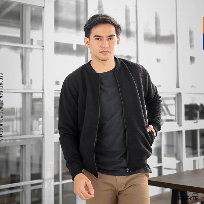 Promo Ereste269 Jaket Bomber Pria Cozy Black Premium