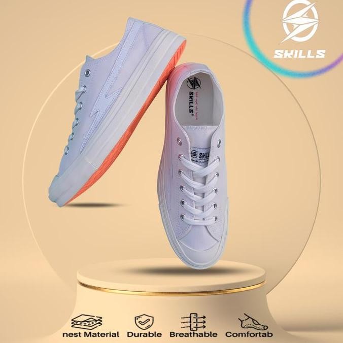 Murah Skills Barqun Enjoy - Classic Low Black White Sepatu Sneakers Casual Pria Wanita Original Shoe