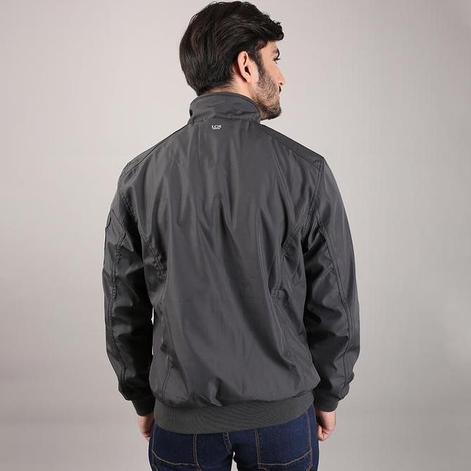 Promo Lgs Jaket Casual Parasut Pria Lengan Panjang Regular Fit Abu Abu Size