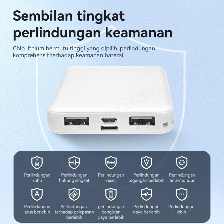 Trendy KIVEE Powerbank mini portabel ultra tipis Fast charging Lightning 5000 mAh Garansi asli 1 tah