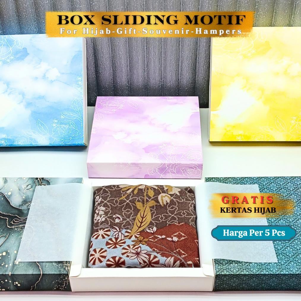

BOX SLIDING MOTIF KOTAK ( 5 Pcs ) / SLIDING BOX / KEMASAN / GIFT / HAMPERS / HIJAB / PACKAGING aSt