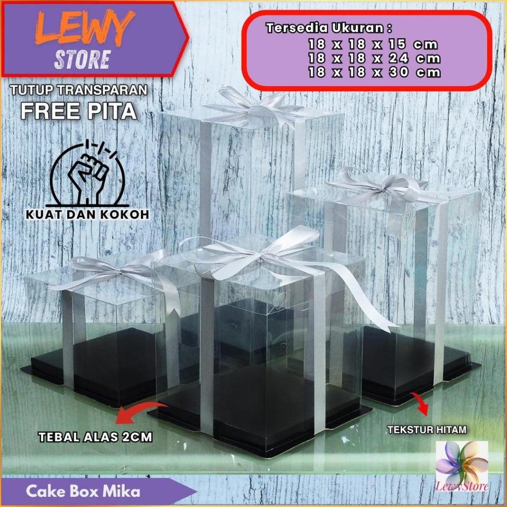 

Cake Box Mika Dus Kue Kotak Kue 18x18 Cm Tutup Transparant PET Kotak Kue Kotak Kado Kotak Hadiah Gift Box Mika Kotak Hantaran Dus Kue aSt