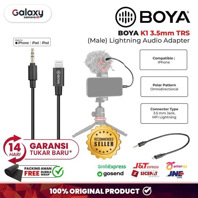 Terbaru Boya BY K1 Kabel Audio Adapter 3.5mm TRS ke Lightning Connector