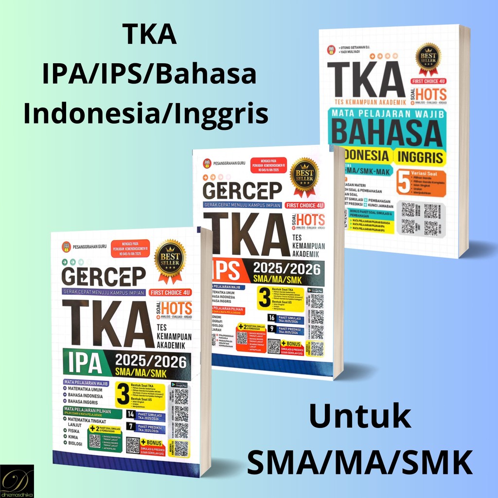 Buku Gercep TKA IPA/IPS/Bahasa/Indonesia/Inggris/Matematika SMA/MA/SMK 2026/2027