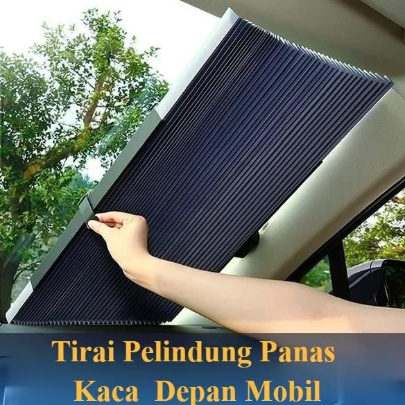 Penutup Tirai Pelindung Panas Kaca Depan Mobil Sun Shield Portable BARU