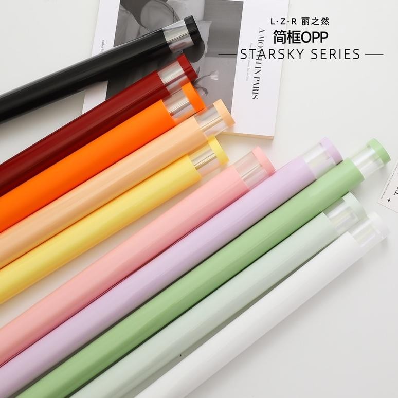 

(20Lembar) Kertas Bunga Buket Cellophane Line / Wrapping Paper List Frame Transparent Opp Florist aSt