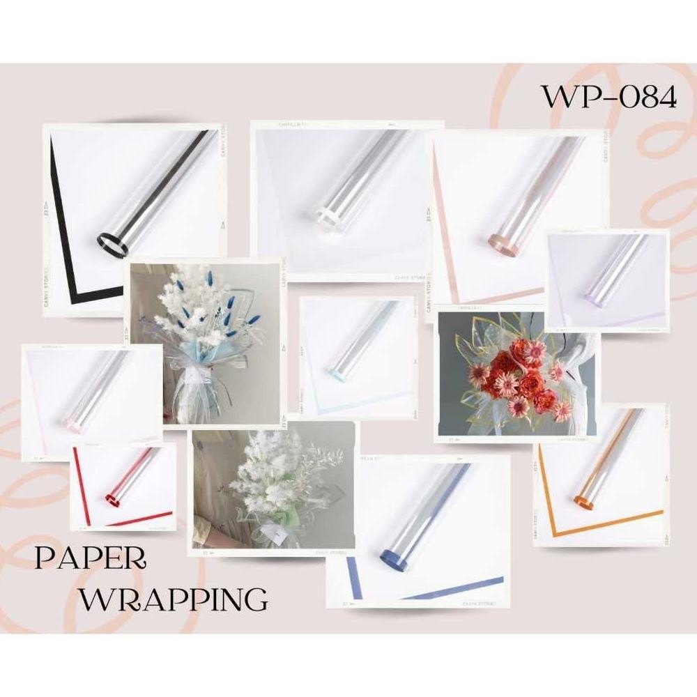 

[20 LEMBAR] WP084 - FLOWER WRAPPING COLORED TRANSPARANT FRAME WATERPROOF KOREAN STYLE BOUQUET FLORIST aSt