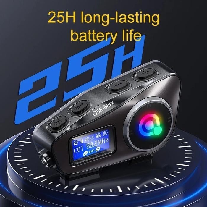 Intercom Q58Max Headset Helm Bluetooth 5.3 Water Rasistant Pairing 2 Sesama Intercom Q58Max 500M Bat