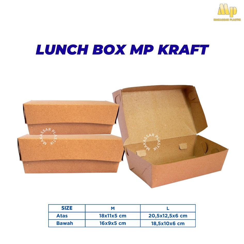 

Lunch Box Mp Kraft / Paper Lunch Box Mp / Dus Kertas Coklat @100 Pcs
