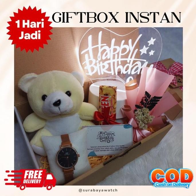 Ready Paket LED Hampers Ulang Tahun Cewek Kado Lampu LED Boneka Jam