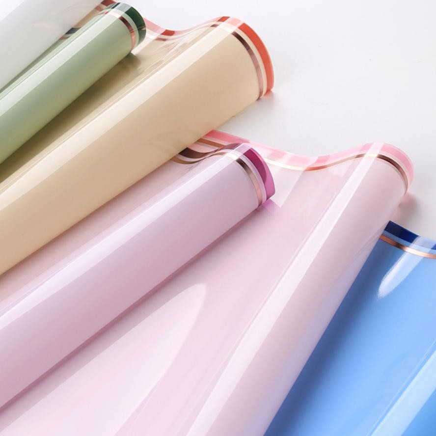 

20Lembar Kertas Buket Double Gold Transparant Cellophane Flower Wraping