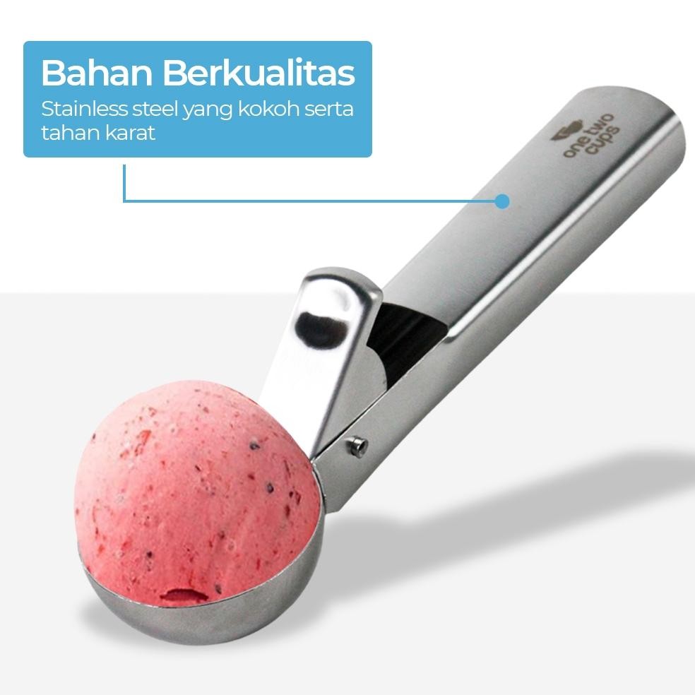 Bisa Cod One Two Cups Sendok Scoop Es Krim Dan Buah Stainless Steel 47Mm Sendok Es Krim Porsi Es Kri