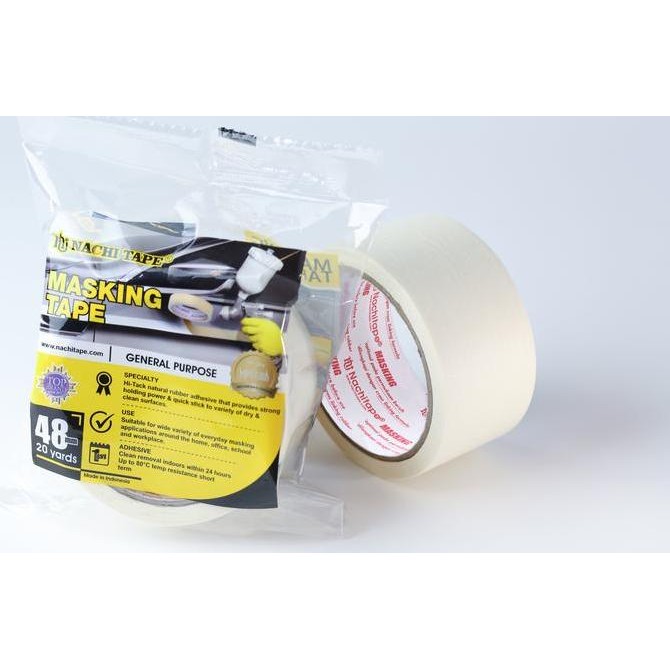 

(DUS) NACHI MASKING TAPE LAKBAN KERTAS CREAM 48 MM X 20 YARD ORIGINAL DAN TERPERCAYA